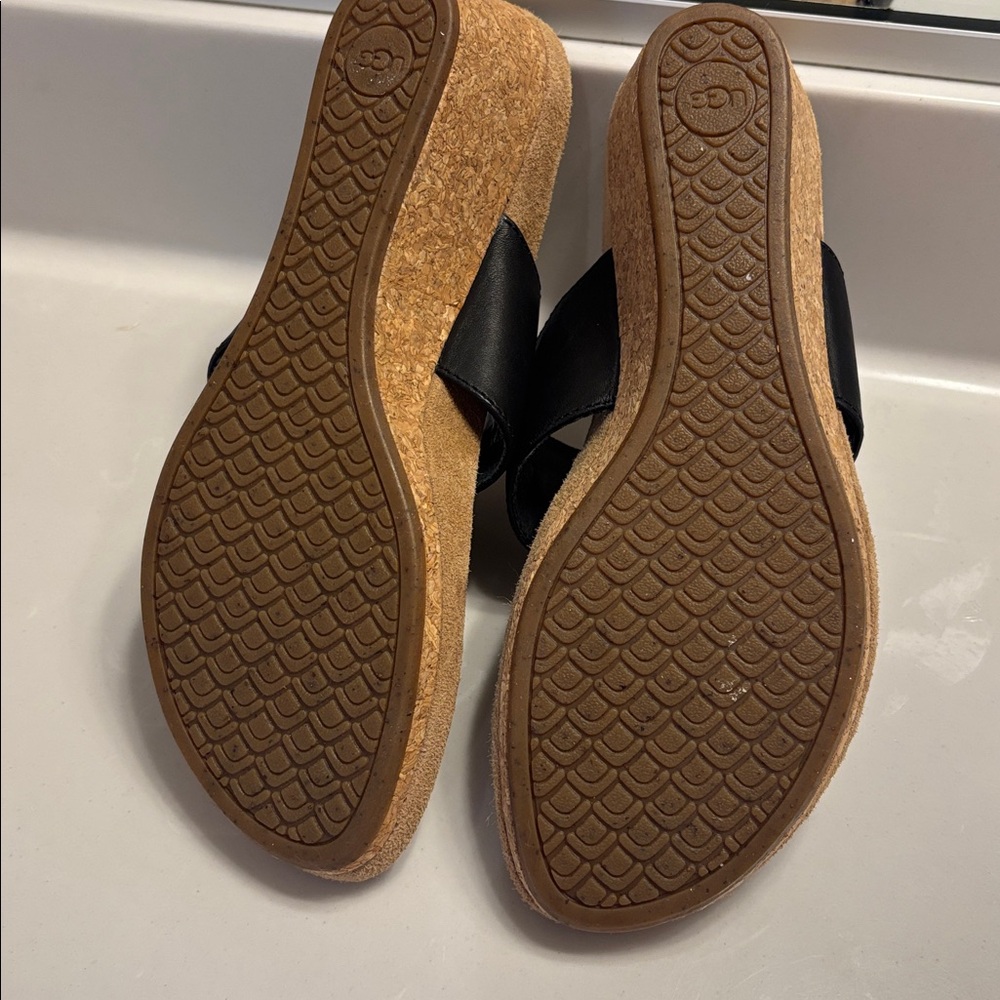 UGG Women's Black Suede Thong Sandal - Picture 4 of 4